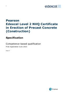 Edexcel Level 2 NVQ Certificate in Erection of Precast Concrete (Construction) (QCF) specification